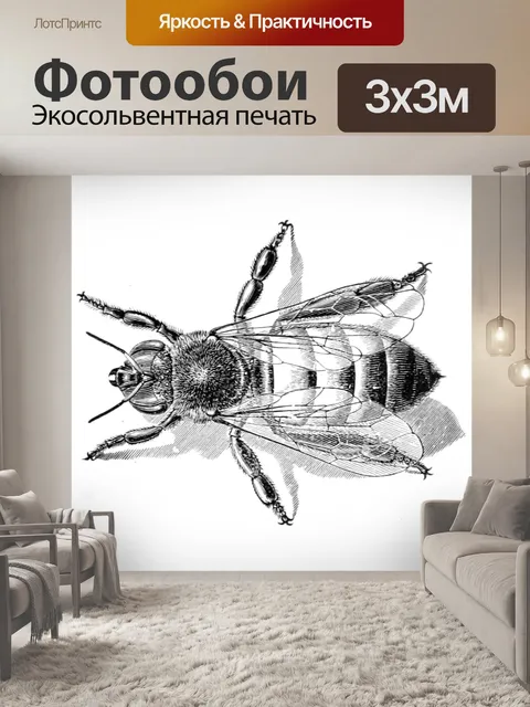 Фотообои Винтаж клипарт пчела насекомое