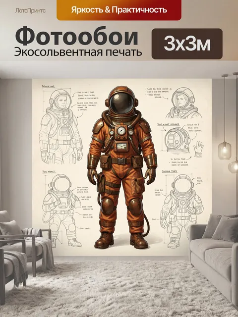 Фотообои Космический пилот в чертежах