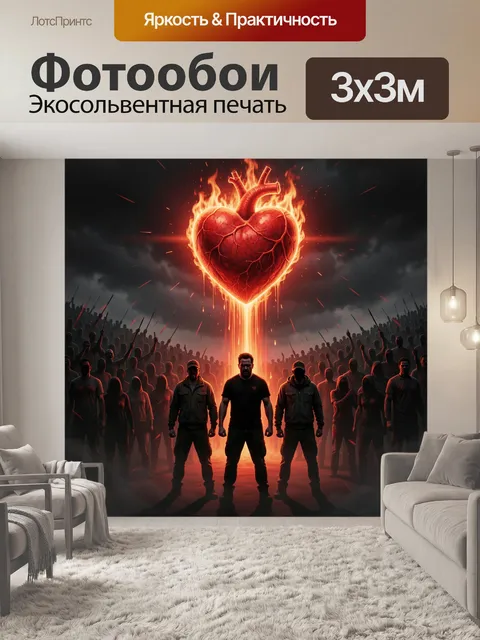 Фотообои Огненное сердце над толпой