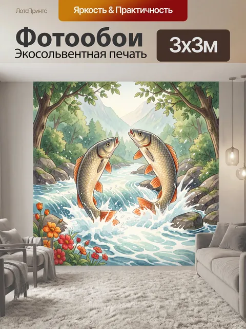 Фотообои Рыбы в горной реке
