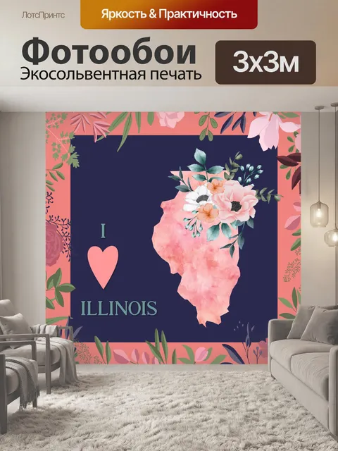 Фотообои Я люблю плакат Иллинойса