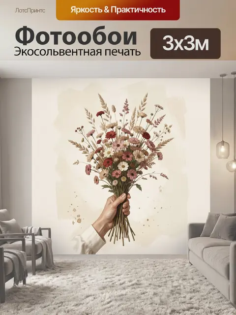 Фотообои Букет полевых цветов в руке