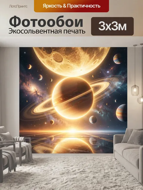 Фотообои Космос с планетами и кольцами
