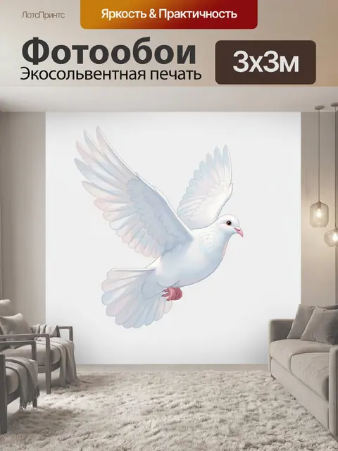 Фотообои Белый голубь в полёте