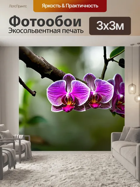 Фотообои орхидея, обвивающаяся вокруг ветки дерева, создавая уютную атмосферу