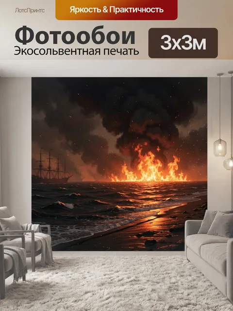 Фотообои Морской пожар у парусников