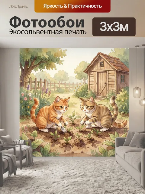 Фотообои Два кота в саду