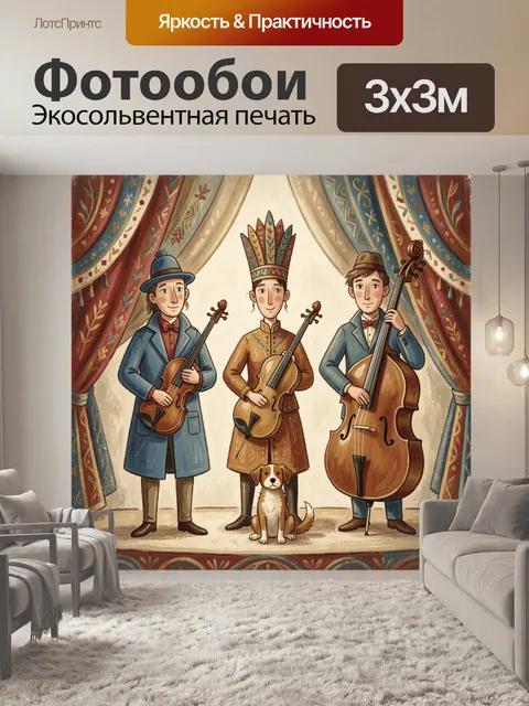 Фотообои Музыканты на сцене с собакой