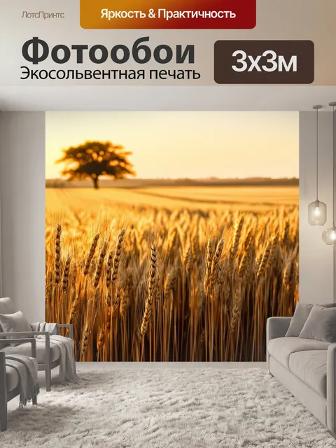 Фотообои рассвет над бескрайним полем