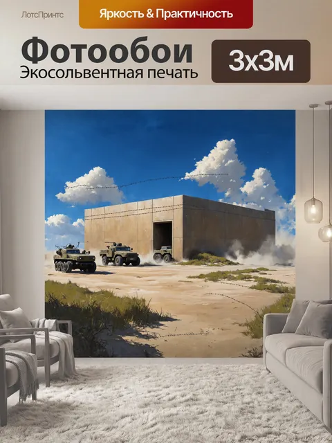 Фотообои огромный военный бетонный бункер браун