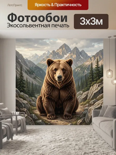 Фотообои Медведь в горном пейзаже