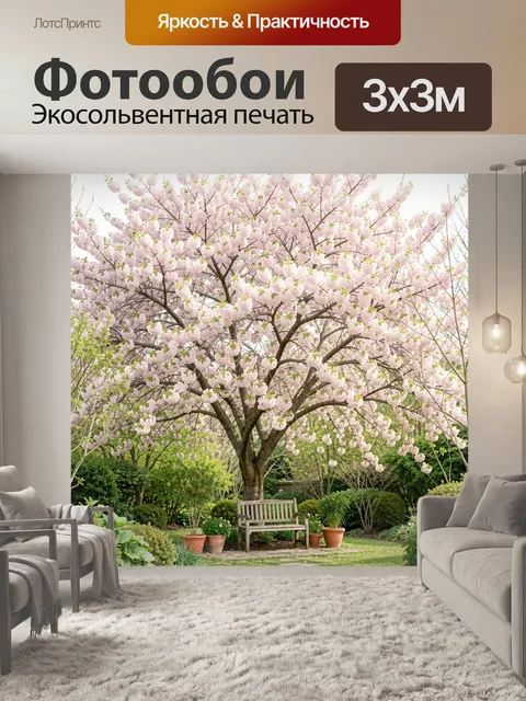 Фотообои Цветущее дерево в саду