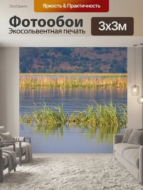 Фотообои широкая река с речной травой