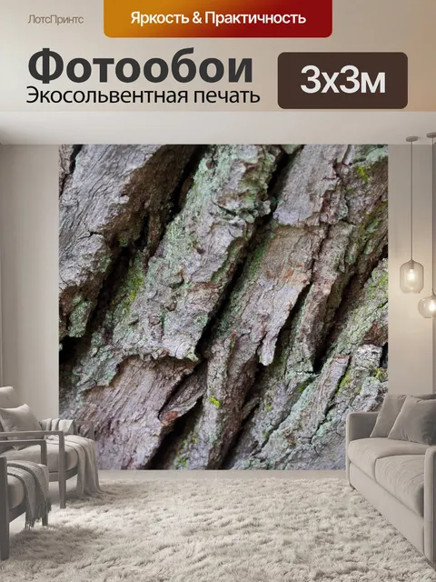 Фотообои кора дерева с ростом мха