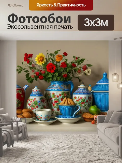 Фотообои натюрморт с предметами русского быта