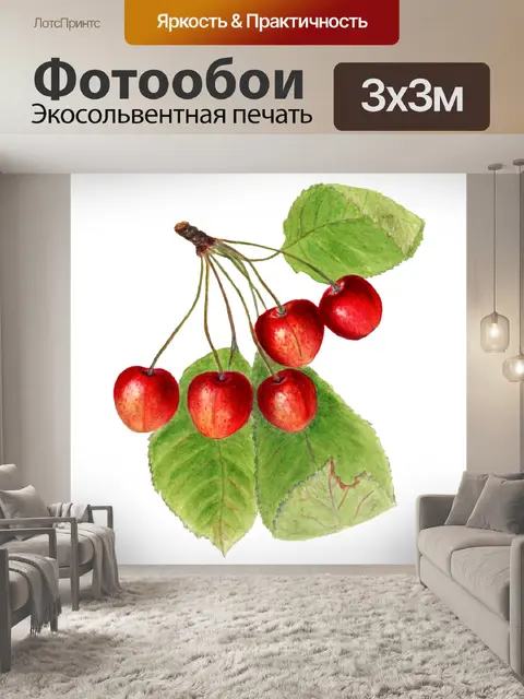 Фотообои Фрукты винтажные вишни арт