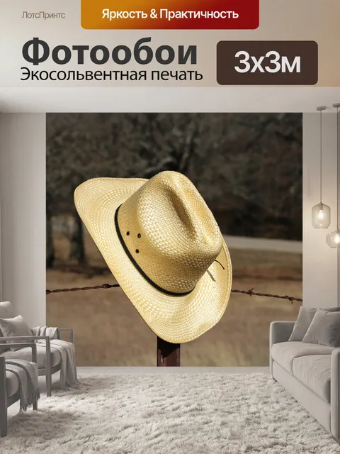 Фотообои Ковбойская шляпа на колючей проволоке