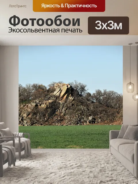 Фотообои Скалистый хребет и зеленое пастбище