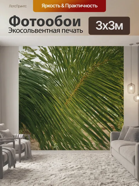 Фотообои листья пальмы на фоне завода