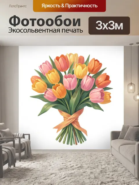 Фотообои Букет тюльпанов в теплых тонах