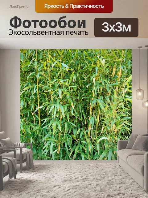 Фотообои зеленый бамбуковый фон