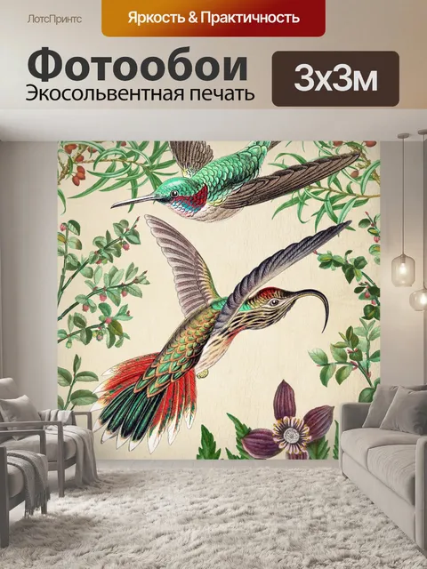 Фотообои Колибри Винтаж Арт Плакат