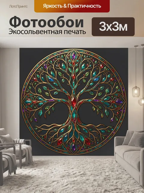 Фотообои Древо жизни в витражном круге
