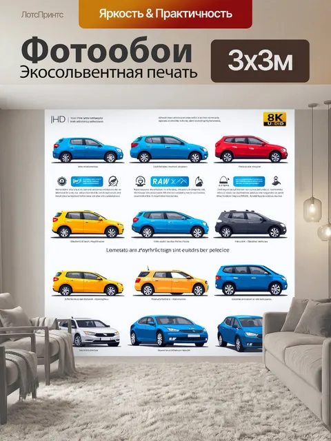 Фотообои машина в стиле инфографический рисунок