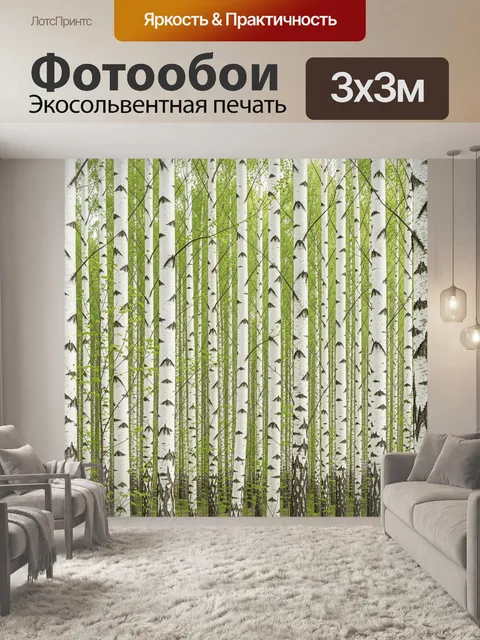 Фотообои Берёзовый лес с молодой зеленью