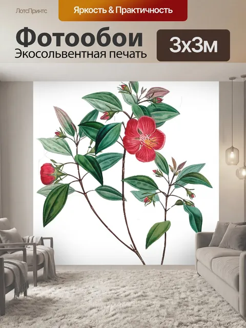 Фотообои Клипарт старинный цветок красный
