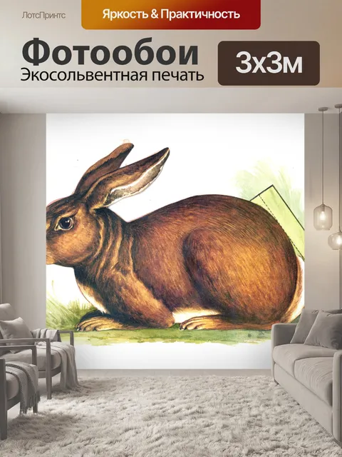 Фотообои Винтажное иллюстрированное искусство зай