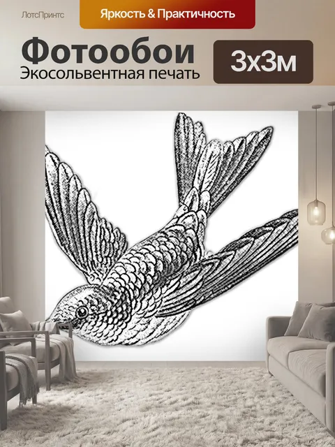 Фотообои набросал летящую птицу 1