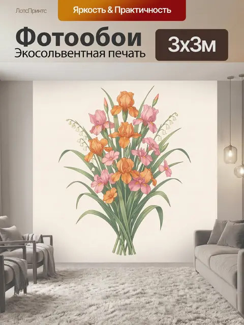 Фотообои Букет ирисов с нежными цветами