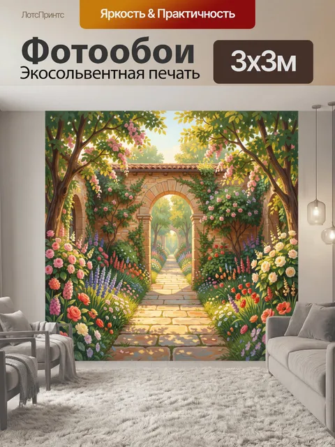 Фотообои Садовая арка с цветущим входом