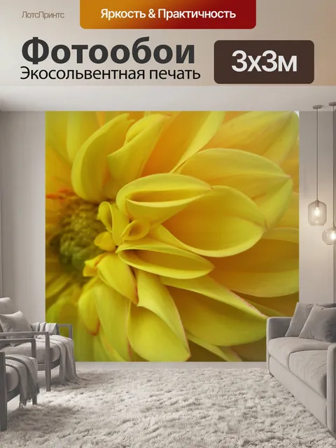 Фотообои мягкие желтые георгины