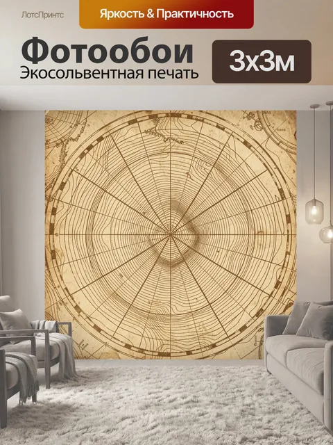 Фотообои Старинная карта мира с компасом