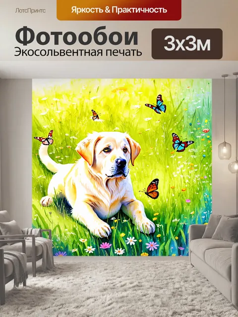 Фотообои на зеленом цветочном лугу