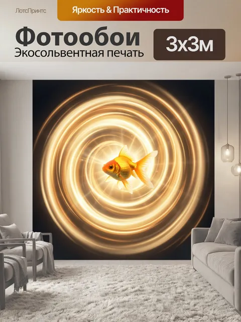 Фотообои Золотая рыбка в световом вихре