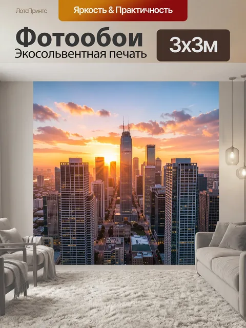 Фотообои Небоскребы мегаполиса на закате