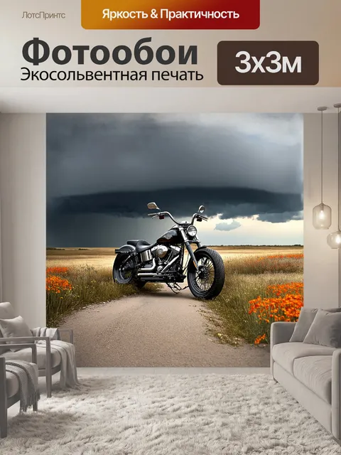 Фотообои величественный мотоцикл harley-davidson стоит на заброшенной дороге