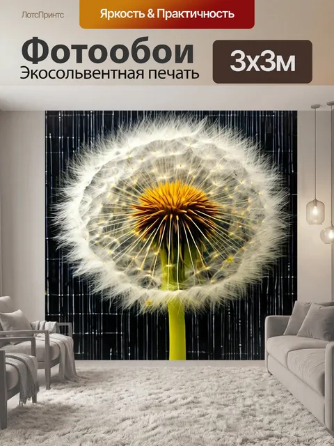 Фотообои Одуванчик, черный фон