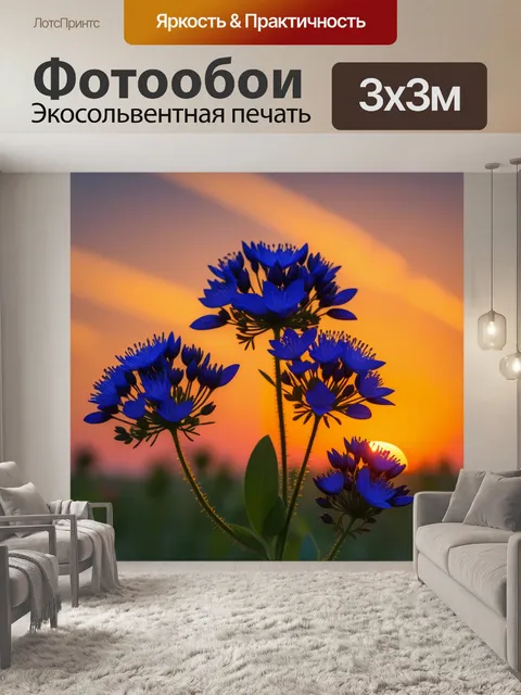 Фотообои цветы на фоне заката