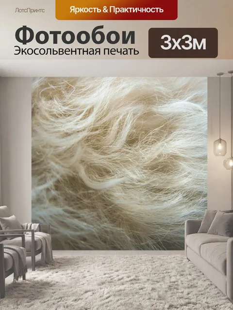 Фотообои Белый Pomapoo Мех Close-Up
