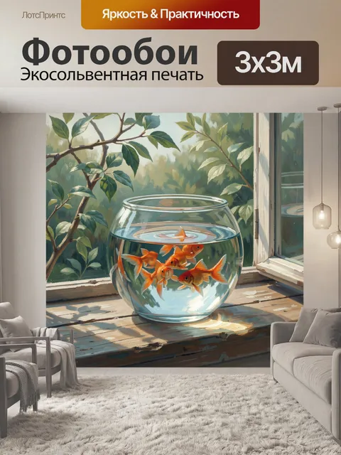 Фотообои Оранжевые рыбки у окна