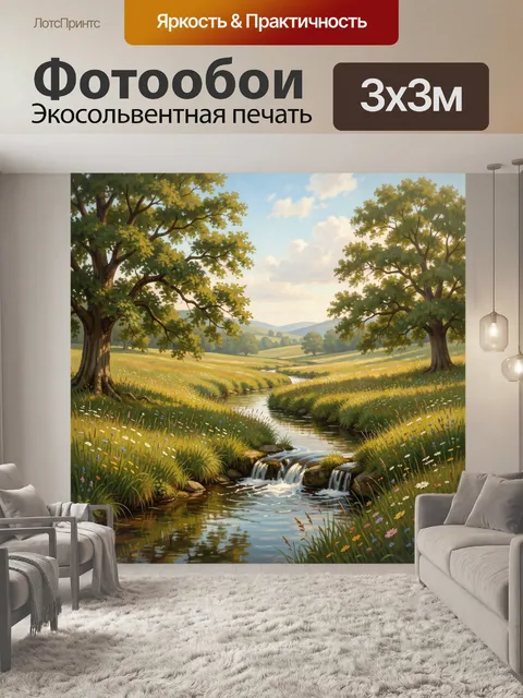 Фотообои Летняя долина с ручьём