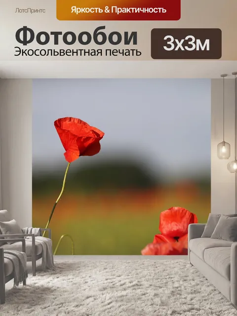 Фотообои Красные маки на ветру