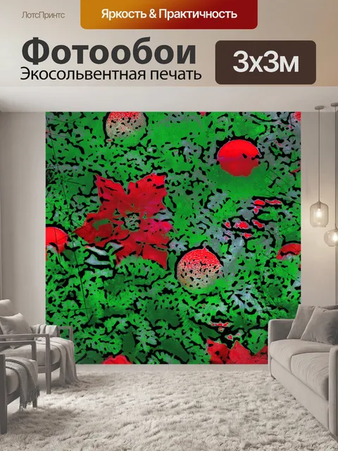 Фотообои Пуансеттия и орнамент