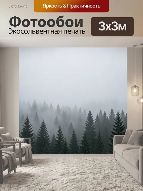 Фотообои Туманный хвойный лес