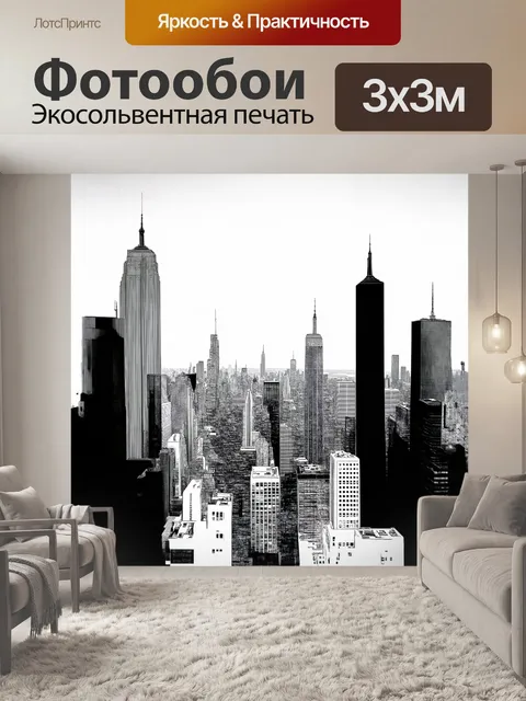 Фотообои в минималистском чёрно-белом стиле графики