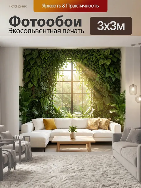 Фотообои Зеленый оазис в гостиной